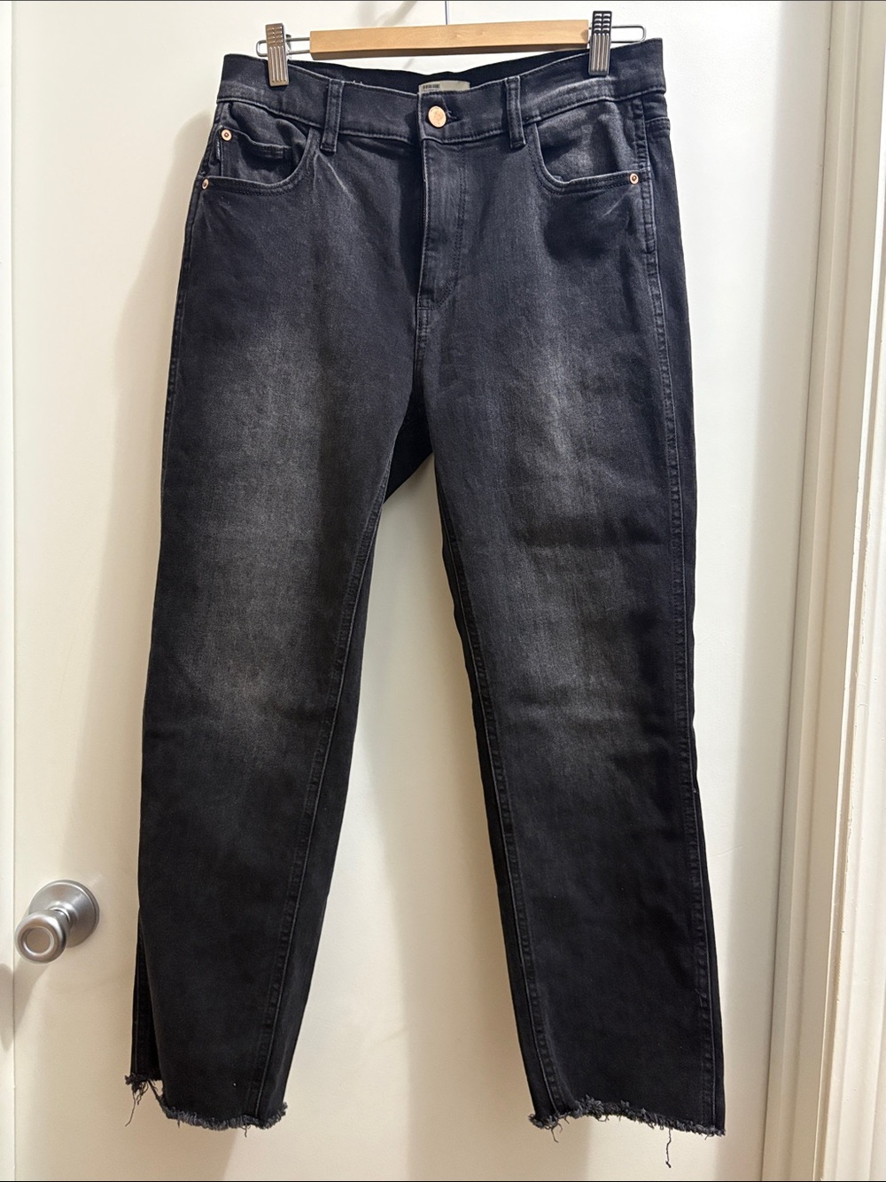 DL1961 Black Washed Straight Leg Jeans